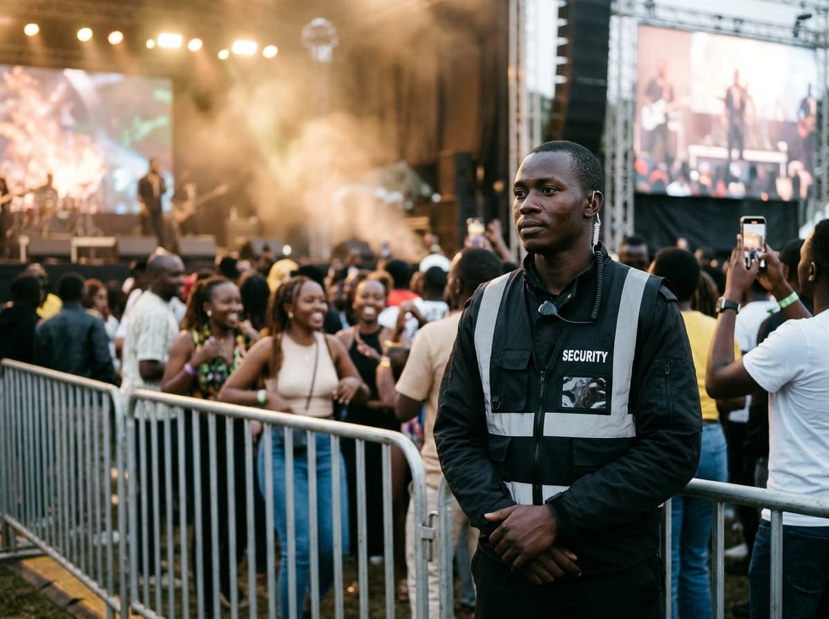 Champion Security event marshals managing crowd safety at a live concert stage